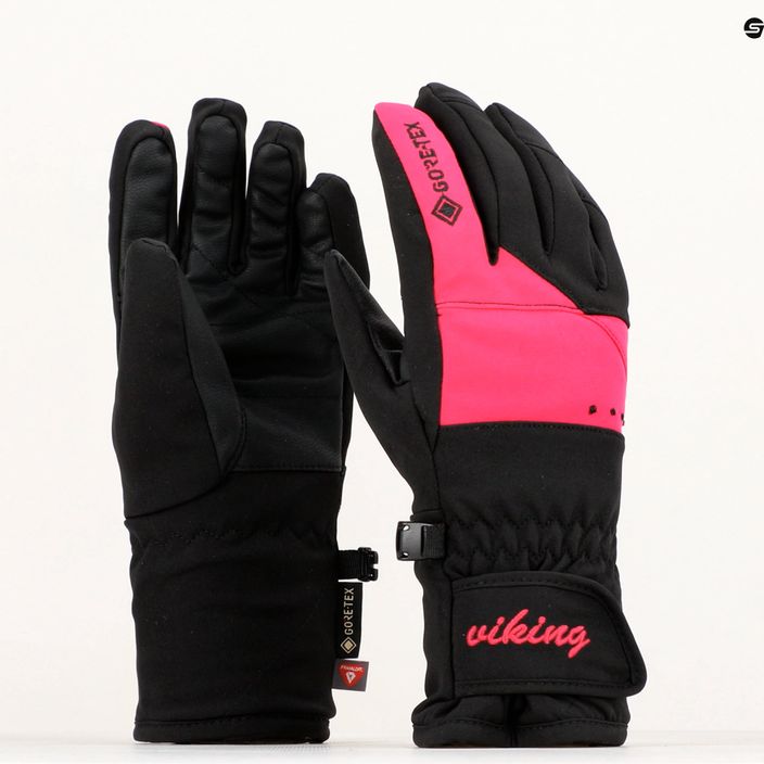 Рукавиці лижні жіночі  Viking Sherpa GTX Ski чорно-рожеві 150/22/9797/46 9