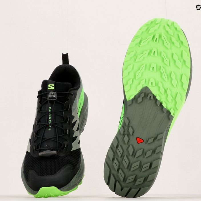 Кросівки для бігу чоловічі Salomon Sense Ride 5 black/laurel wreath/green gecko 15