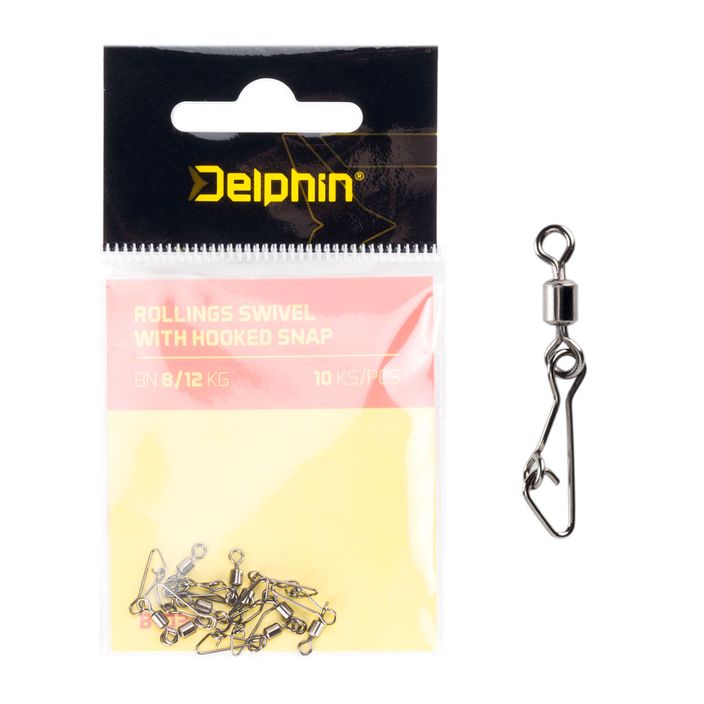 Вертлюжок спінінговий Delphin Rollings Swivel With Hooked Snap 10 шт. чорний 969B03004 2