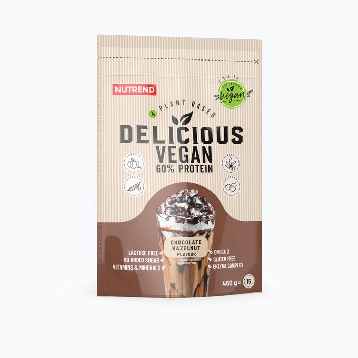 Протеїновий коктейль Nutrend Delicious Vegan Protein 450г шоколад-лісовий горіх VS-105-450-ČLO