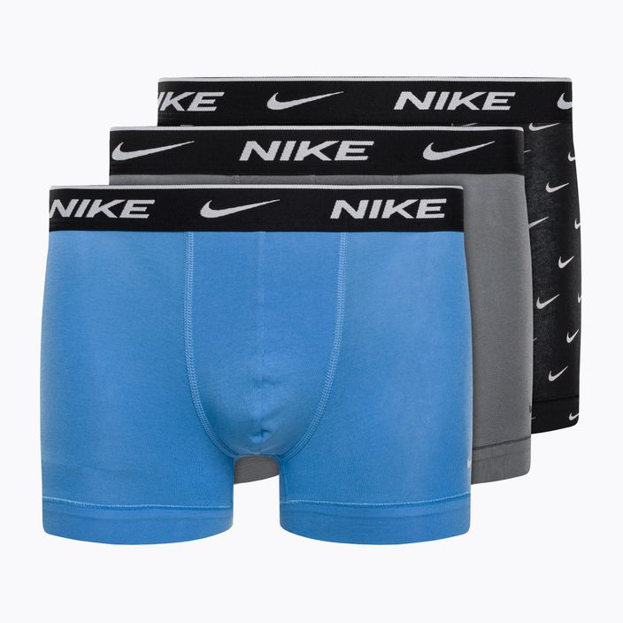 Боксери чоловічі Nike Everyday Cotton Stretch Trunk 3Pk UB1 swoosh print/grey/uni blue