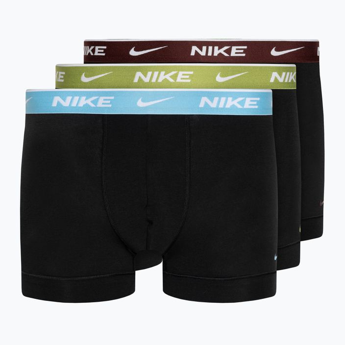 Чоловічі труси-боксери Nike Everyday Cotton Stretch Trunk 3 пари чорний/груша/акваріус/командний червоний