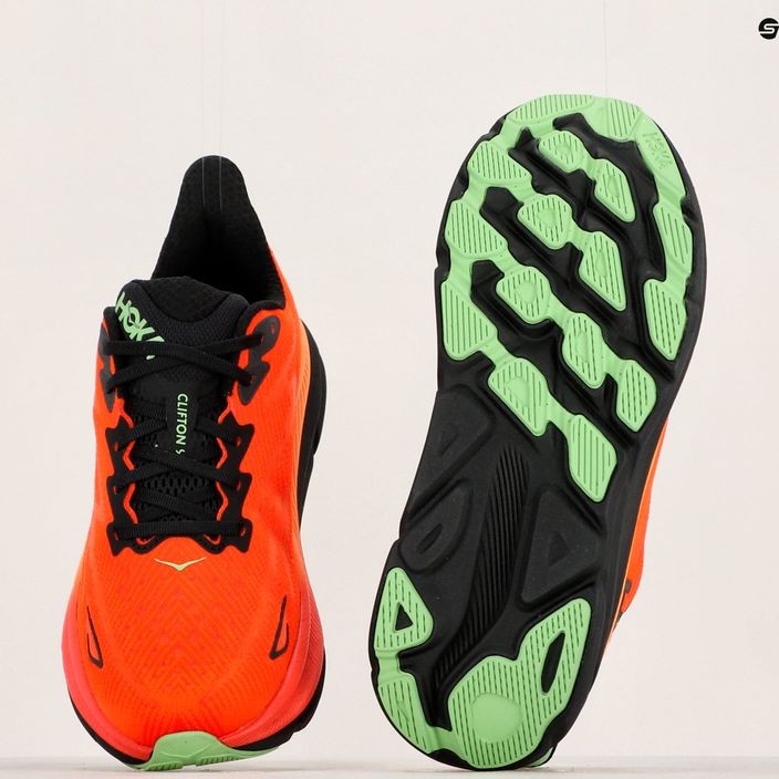 Чоловічі бігові кросівки HOKA Clifton 9 полум'я / яскраво-помаранчеві 8
