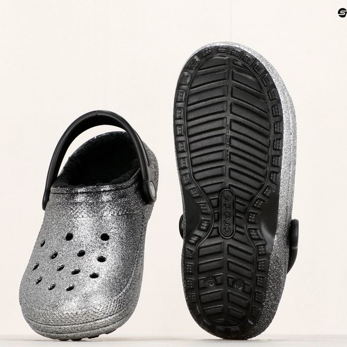 Шльопанці Crocs Classic Glitter Lined Clog чорні/сріблясті 9