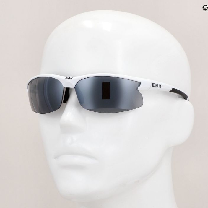 Велосипедні окуляри Bliz Motion + S3 блискучі білі / димчасто-сріблясті дзеркальні 10