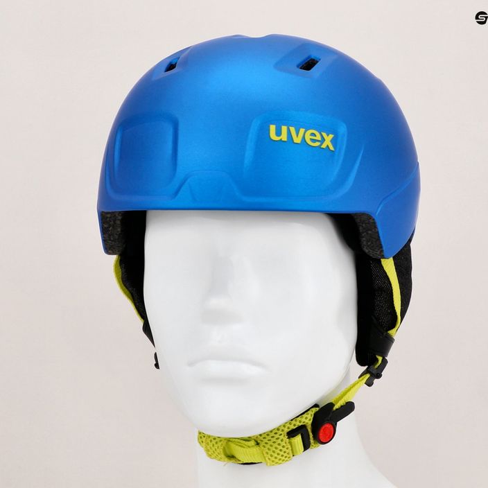 Дитячий гірськолижний шолом UVEX Manic Pro синій/лаймовий матовий 9