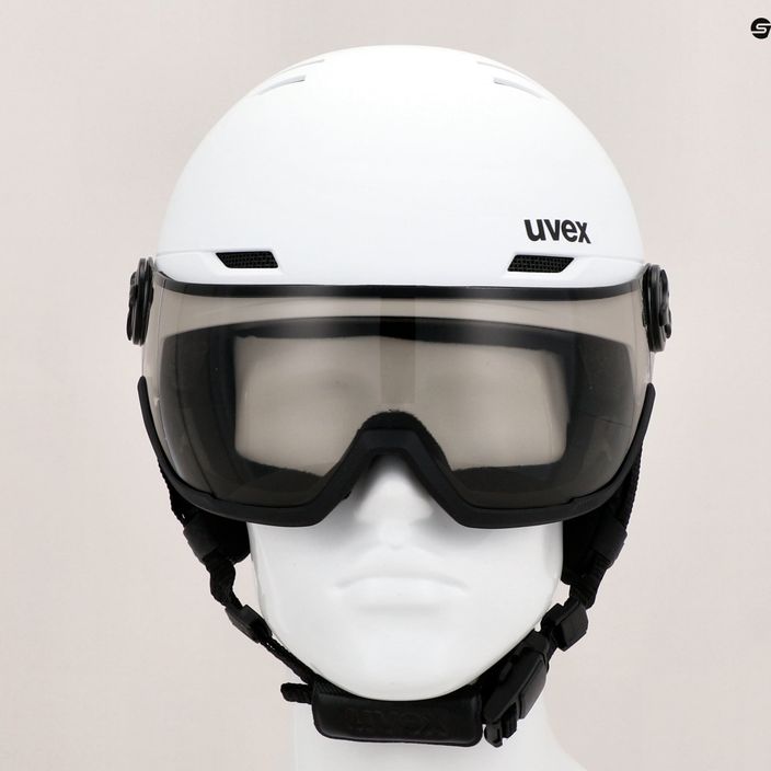 Гірськолижний шолом UVEX Wanted Visor Pro V білий матовий/варіоматовий дим 12