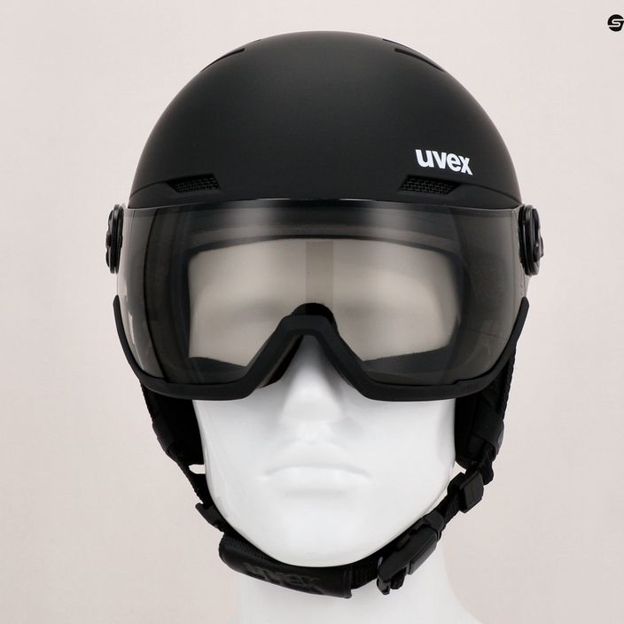 Гірськолижний шолом UVEX Wanted Visor Pro V чорний матовий/варіоматовий дим 12