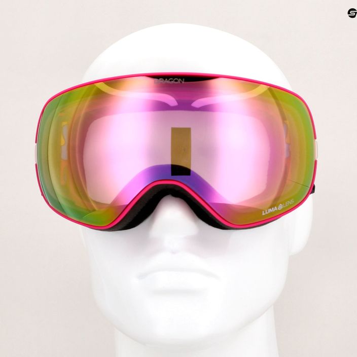 Гірськолижні окуляри DRAGON X2S крапельні/люмаленові рожеві іони/темний дим 12