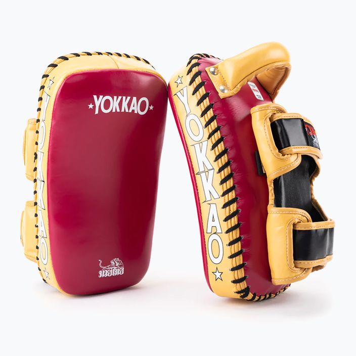 Щитки тренувальні YOKKAO Curved Kick Pads червоно-жовті KYPCL-21 2