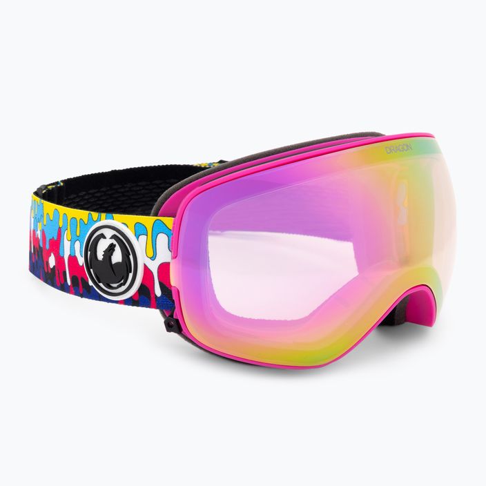 Гірськолижні окуляри DRAGON X2S крапельні/люмаленові рожеві іони/темний дим 2