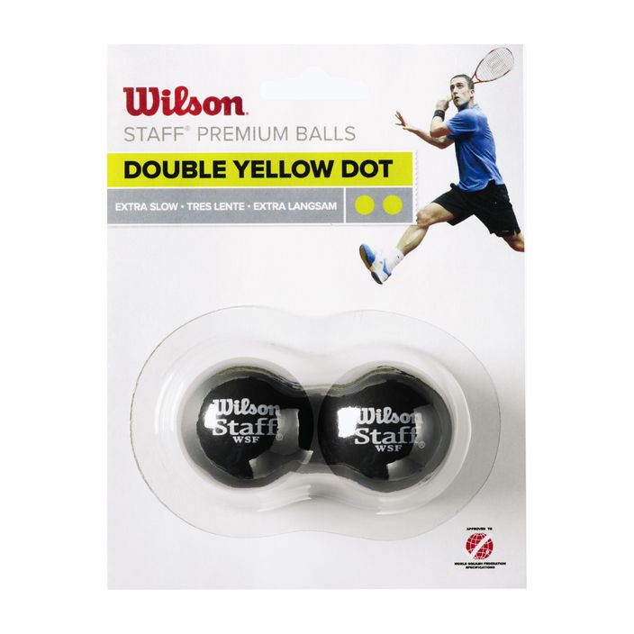 М'ячі для сквошу Wilson Staff Squash Ball Dbl Ye Dot 2 шт. чорні WRT617600+ 2