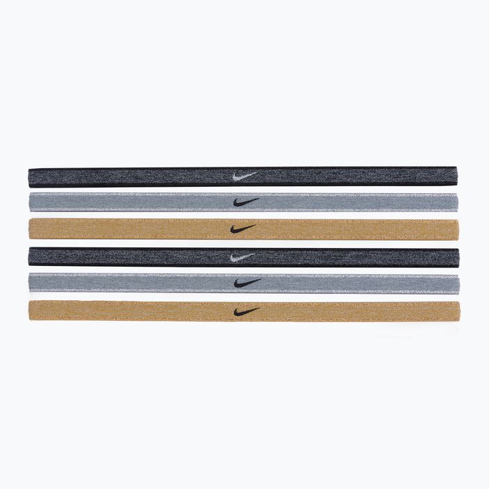 Пов'язки на голову Nike Swoosh Sport Metalic 6 шт. сіро-золоті N1002008-097 2