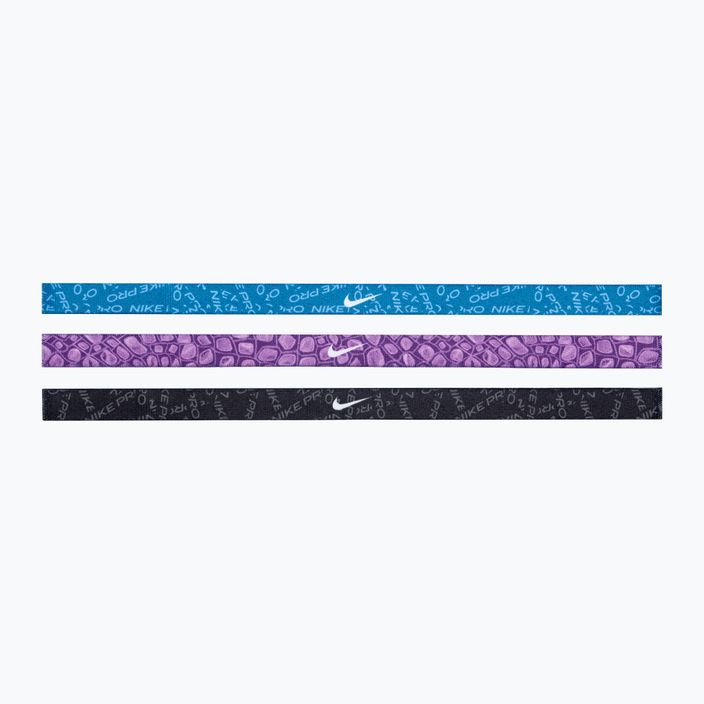 Пов'язки на голову Nike з принтом 3 шт промисловий синій/фіолетовий космос/білий 2