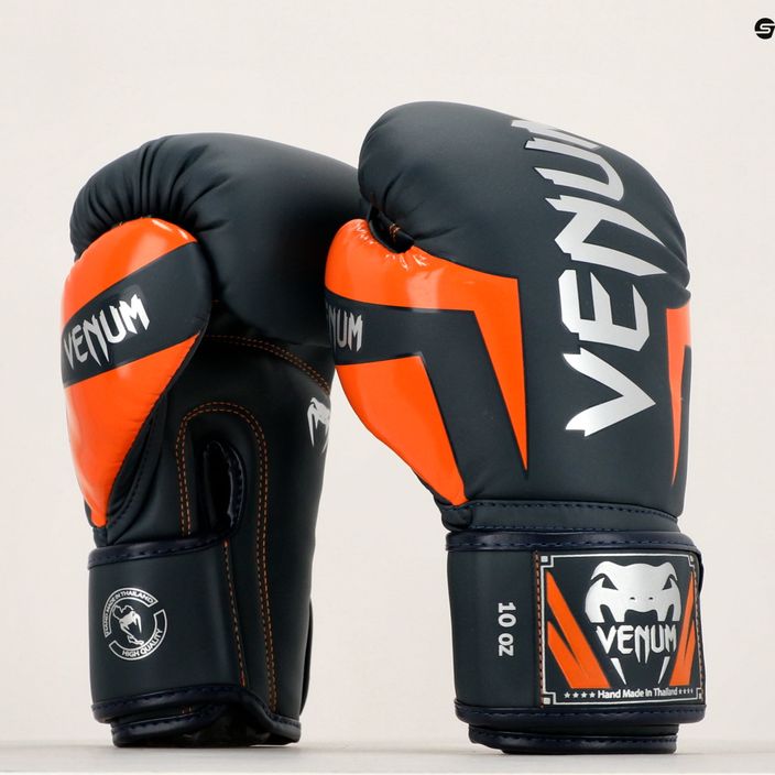 Боксерські рукавички Venum Elite темно-сині/сріблясті/помаранчеві 11