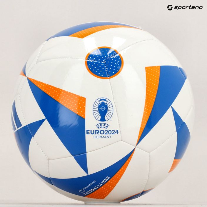М'яч футбольний adidas Fussballiebe Club white/glow blue/lucky orange розмір 4 5