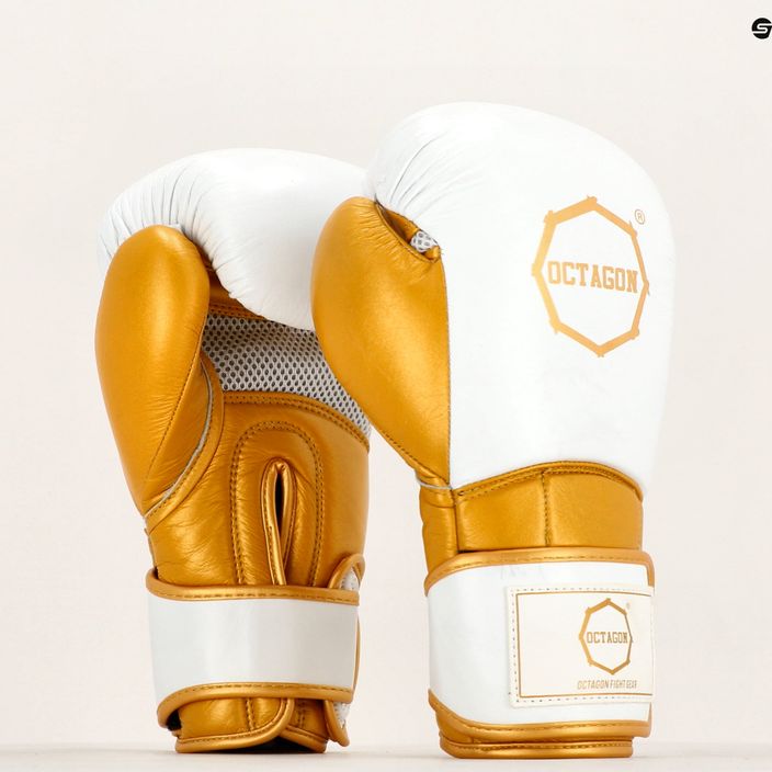 Рукавиці боксерські Octagon Prince white/gold 3