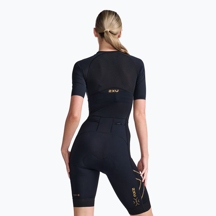 Жіночий триатлонний костюм 2XU Light Speed Sleeved чорний/золотий 2