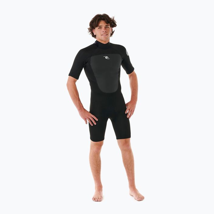 Чоловічий купальний костюм Rip Curl Omega 2 мм на задній блискавці з піни для плавання чорний 4