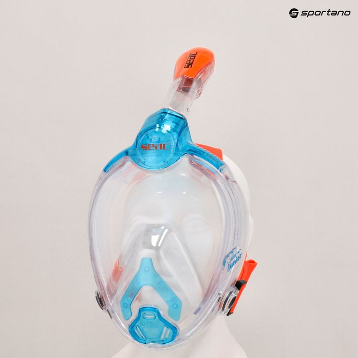 Дитяча маска для снорклінгу SEAC Libera аквамариново-помаранчева для повного обличчя 4