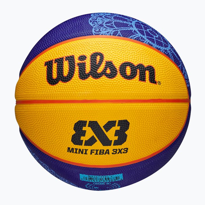 М'яч баскетбольний дитячий Wilson Fiba 3X3 Mini Paris 2004 blue/yellow розмір 3