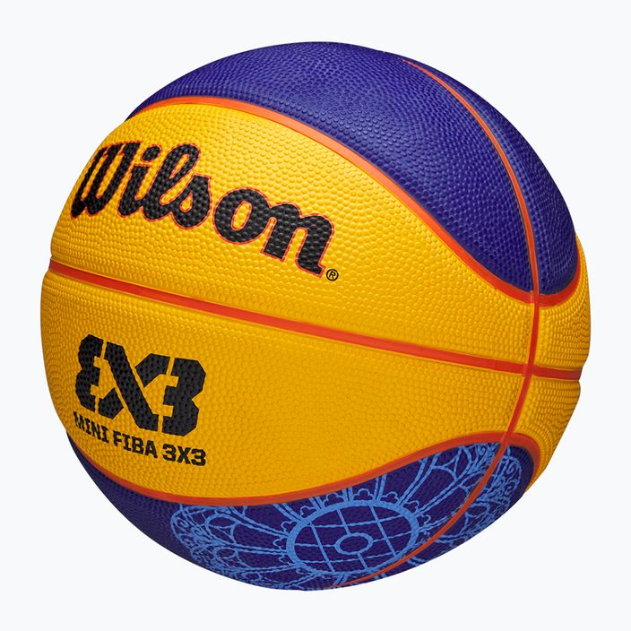 М'яч баскетбольний дитячий Wilson Fiba 3X3 Mini Paris 2004 blue/yellow розмір 3 3