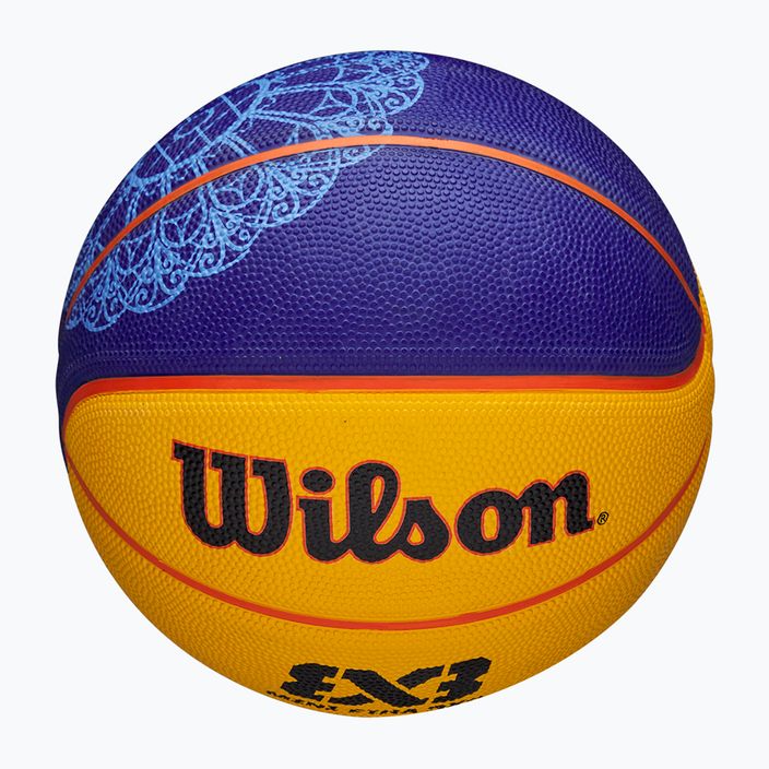 М'яч баскетбольний дитячий Wilson Fiba 3X3 Mini Paris 2004 blue/yellow розмір 3 4