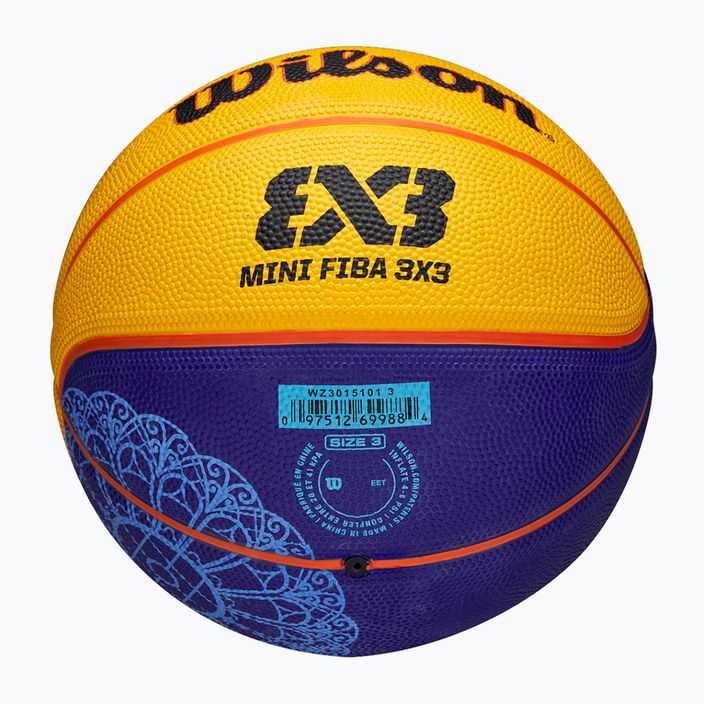 М'яч баскетбольний дитячий Wilson Fiba 3X3 Mini Paris 2004 blue/yellow розмір 3 5