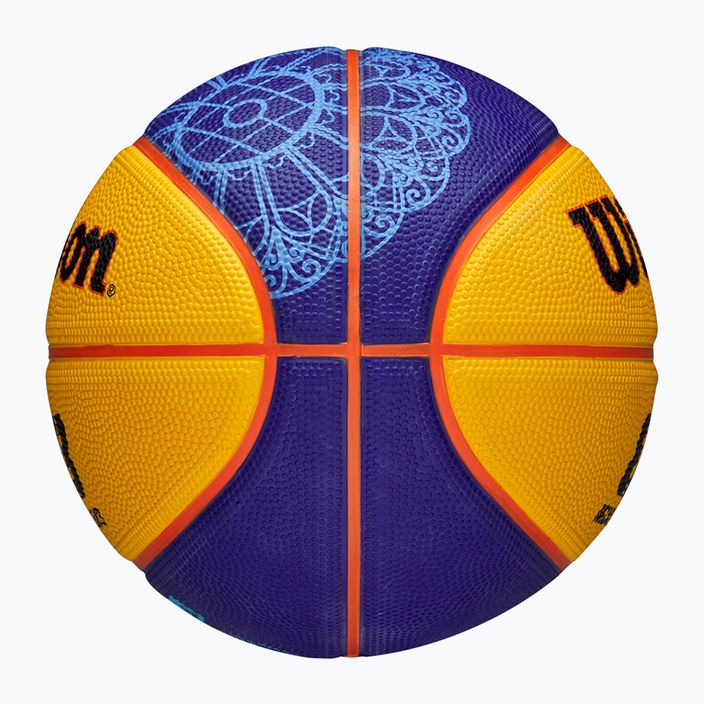 М'яч баскетбольний дитячий Wilson Fiba 3X3 Mini Paris 2004 blue/yellow розмір 3 6