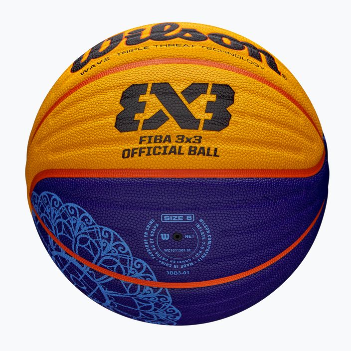 М'яч баскетбольний Wilson Fiba 3x3 Game Ball Paris Retail 2024 blue/yellow розмір 6 5