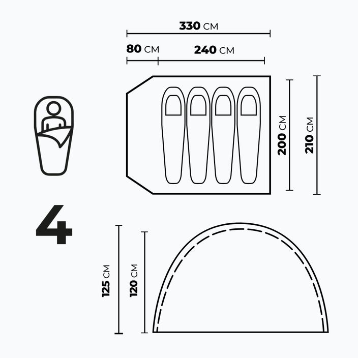 Намет кемпінговий 4-місний KADVA CAMPdome 4 блакитний 4