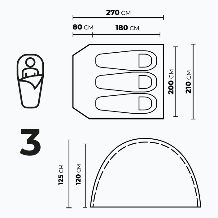 Намет kampingowy 3-місний KADVA CAMPdome 3 блакитний 6