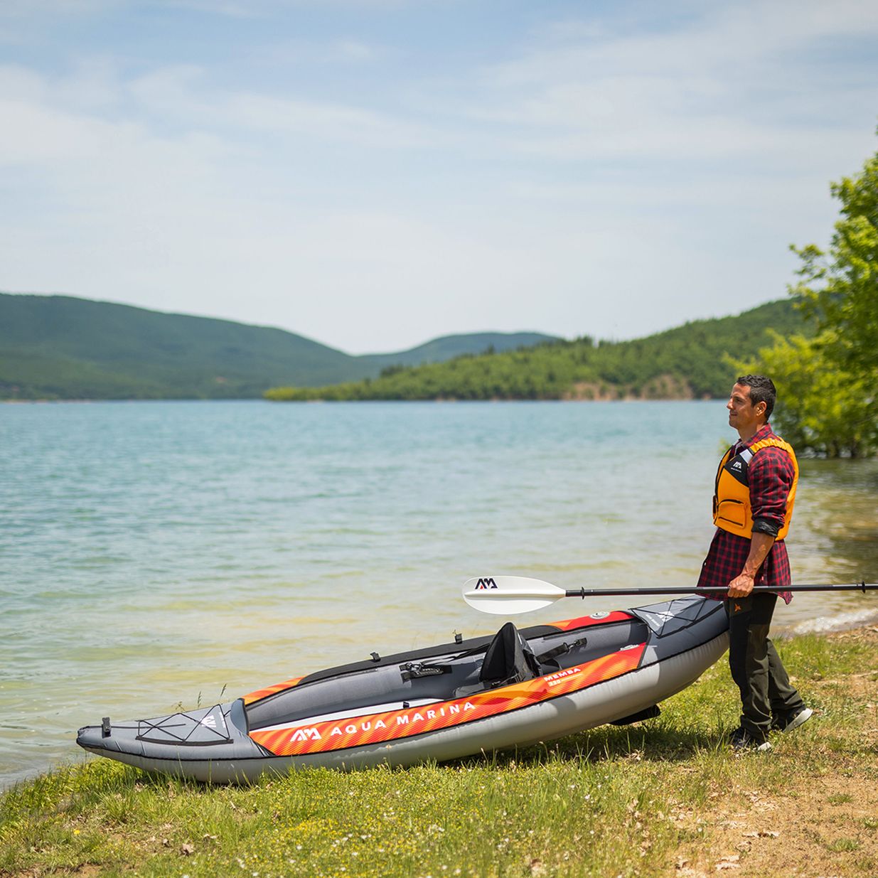 Надувна байдарка 1-місна Aqua Marina Touring Kayak оранжева Memba-330 12