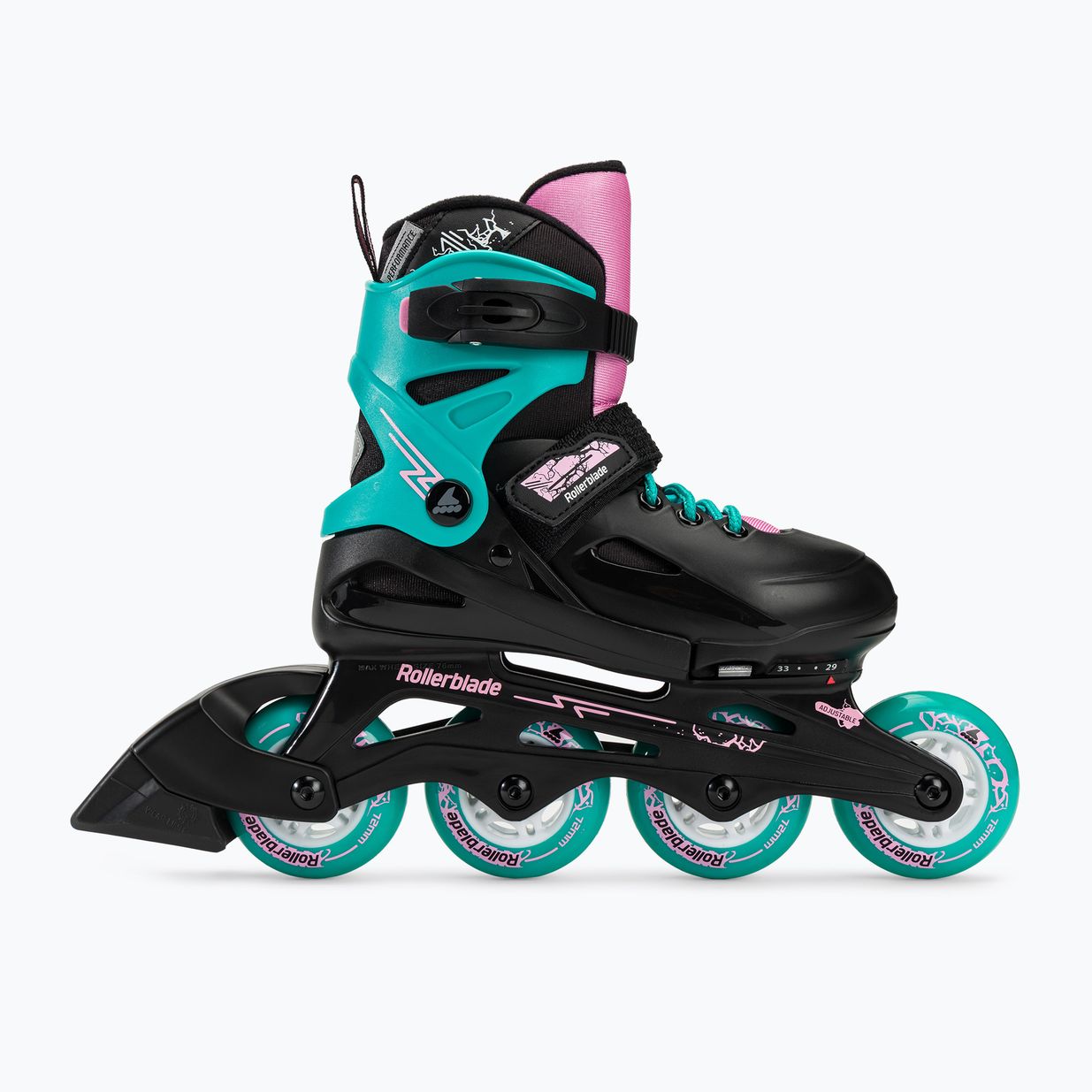 Дитячі роликові ковзани Rollerblade Fury чорні морські/зелені 2