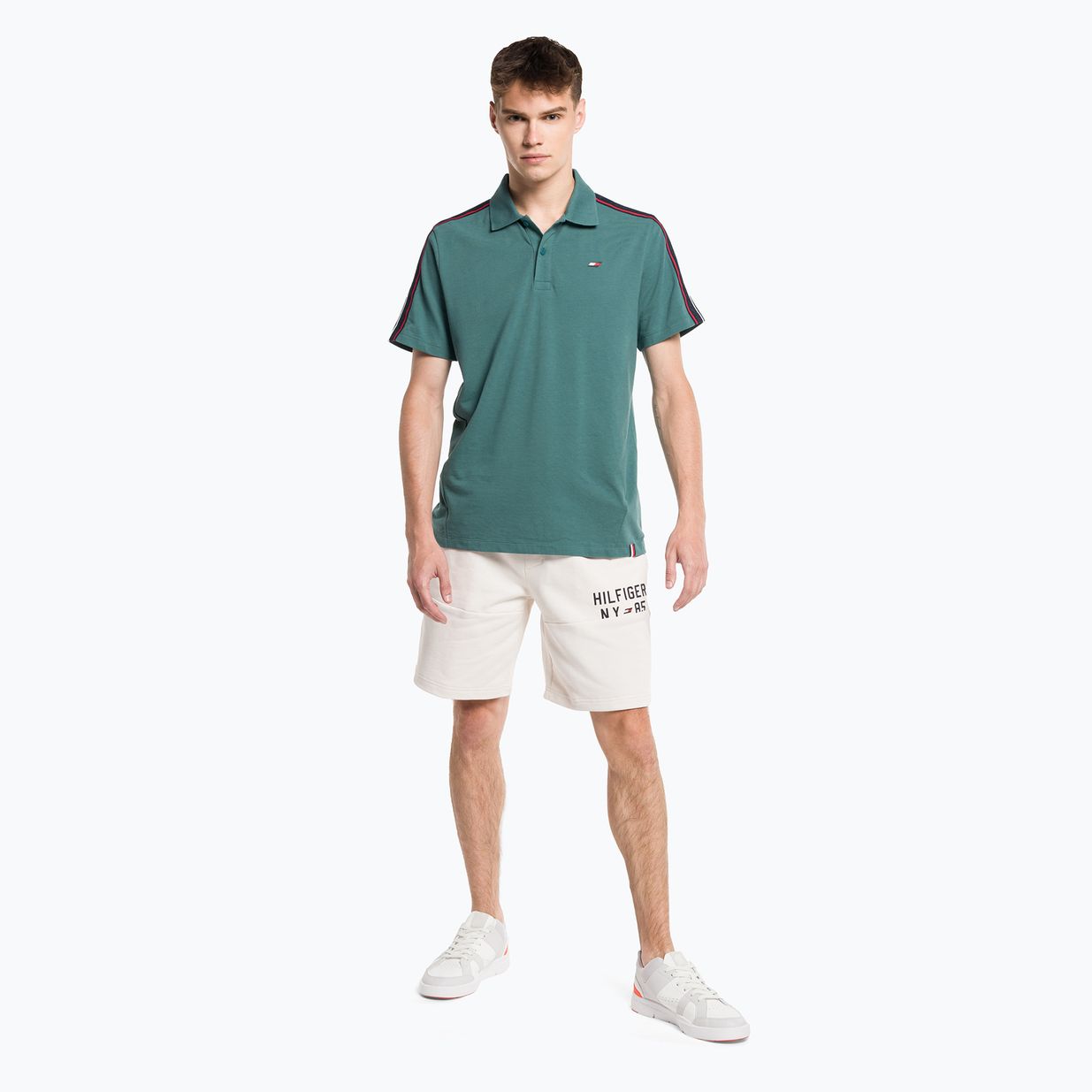 Футболка тренувальна чоловіча Tommy Hilfiger Textured Tape Polo green 2