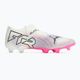 Футбольні бутси PUMA Future 7 Ultimate Low FG/AG білі/чорні/отруйно-рожеві/яскрава аква/сріблястий туман 9