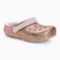 Дитячі шльопанці Crocs Classic Lined Glitter Clog золото/ледь рожевий