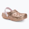 Дитячі шльопанці Crocs Classic Lined Glitter Clog золото/ледь рожевий 2