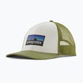 Бейсболка Patagonia P-6 Logo LoPro Trucker біла/зелена з бакенбардами