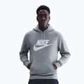 Кофта чоловіча Nike Club Pullover Hoodie dark grey heather/light smoke grey/white