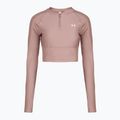 Лонгслів для тренувань жіночий Under Armour HeatGear Rib 1/4 Zip tourmaline pink/tourmaline pink/white