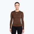 Лонгслів для тренувань жіночий Nike One Fitted cacao wow/white