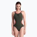 Купальник суцільний жіночий arena One Double Cross Back One Piece dark sage/black/fluo red 4