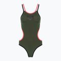 Купальник суцільний жіночий arena One Double Cross Back One Piece dark sage/black/fluo red