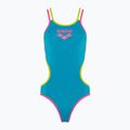 Купальник суцільний жіночий arena One Double Cross Back One Piece turquoise/fluo pink/soft green