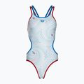 Купальник суцільний жіночий arena One Fireflow Double Cross red/blue river/white multi