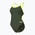Купальник суцільний жіночий arena Lace Back Solid dark sage/artic lime 4