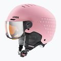 Шолом гірськолижний дитячий UVEX Rocket Visor Jr pink confetti matt/mirror silver/lasergold lite