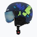 Шолом гірськолижний дитячий UVEX Rocket Visor Jr blue puzzle matt/mirror blue/smoke 3