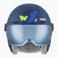 Шолом гірськолижний дитячий UVEX Rocket Visor Jr blue puzzle matt/mirror blue/smoke 2